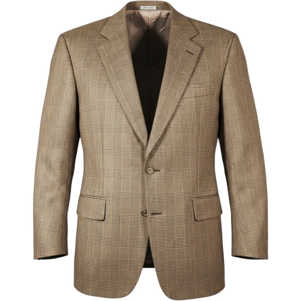Brooks Brothers Wool Plaid Blazer Sport Coat Jacket Mens 44R Brown Glen Check